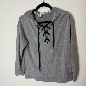 Victoria's Secret Gray Lace-Up Hoodie Love Pink Size S